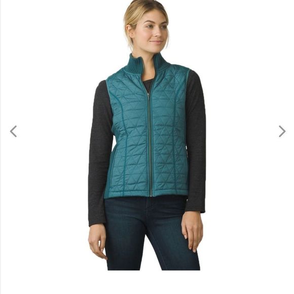 PrAna Deep Balsam Diva Ribbed Side Sherpa Interior Vest Size Small - Picture 2 of 7